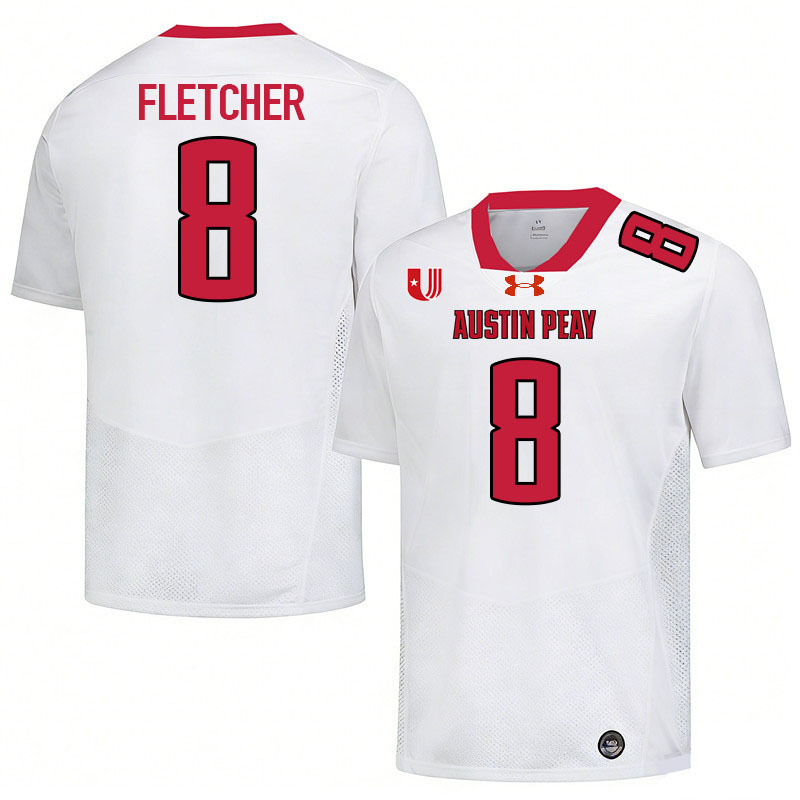 Austin Peay Governors #8 Chris Fletcher College Football Jerseys,Uniforms Stitched-White